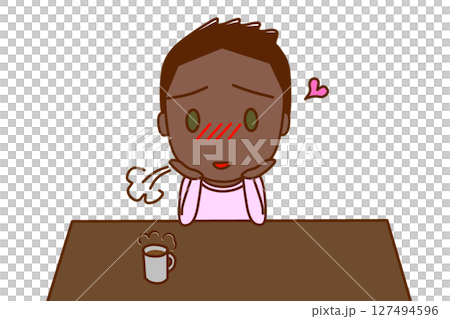 （上半身正面照）一位非裔美國男孩嘆了口氣，陷入沉思，想著他所愛的人和事 127494596