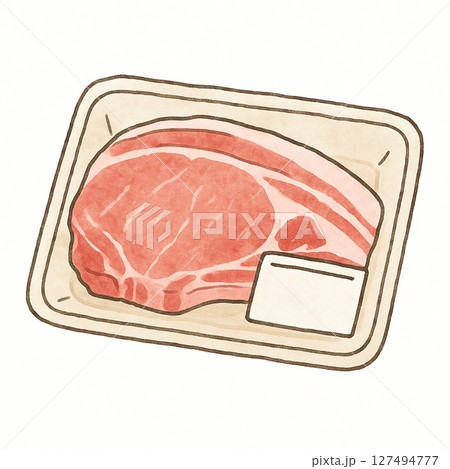 フラットな豚肉のシンプルイラスト 127494777