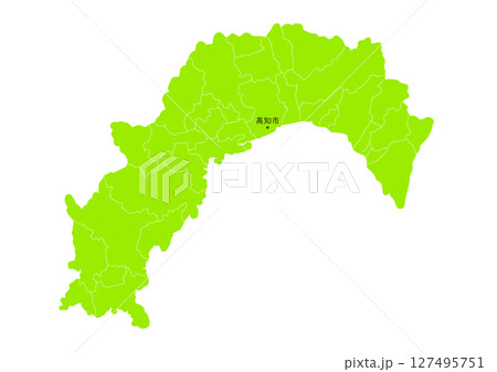 高知県の行政区分付き地図 127495751