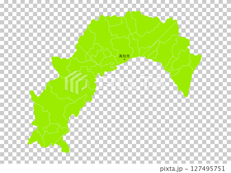 高知県の行政区分付き地図 127495751