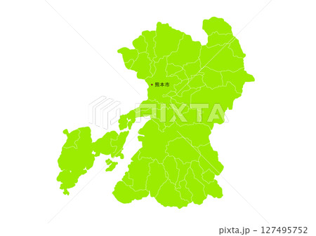 熊本県の行政区分付き地図 127495752