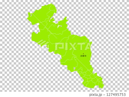 Map of Kyoto prefecture with administrative divisions 127495753