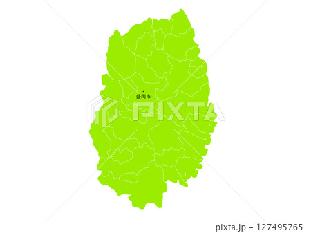 岩手県の行政区分付き地図 岩手県の行政区分付き地図 127495765