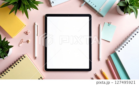 《AI画像》机の上のタブレット端末 《AI画像》机の上のタブレット端末 127495921