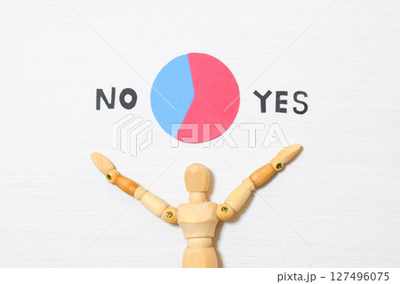 YESとNOの円グラフとデッサン人形 127496075