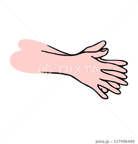 Proper hand washing. Hand-drawn illustration 127496488