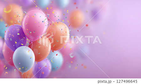 banner birthday card with empty space for text with balloons 127496645