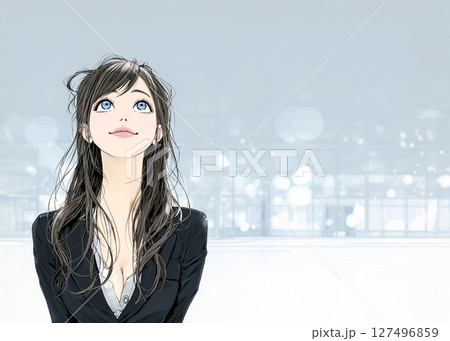 笑顔のビジネスウーマンのイラスト素材 127496859