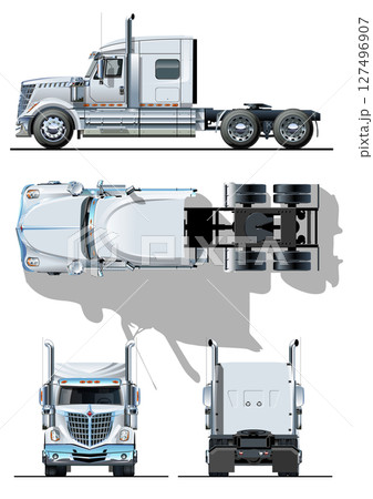 Vector semi-truck template isolated on white 127496907