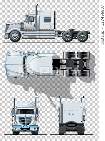 Vector semi-truck template isolated on white 127496907