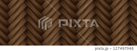 Brown basket texture with herringbone or braid weave as seamless bg 127497048