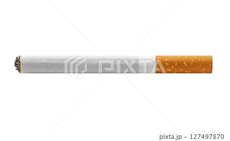 1本のタバコ。白背景。 1本のタバコ。白背景。 127497870