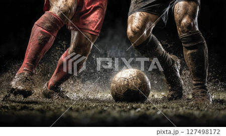 Male football players' legs in sports uniform...のイラスト素材 [127498172] - PIXTA