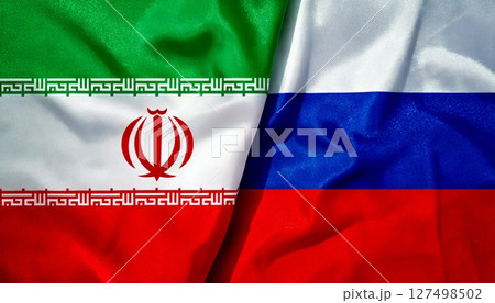 ロシアとイランの国旗。 127498502