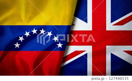 イギリスとベネズエラの国旗。 127498535
