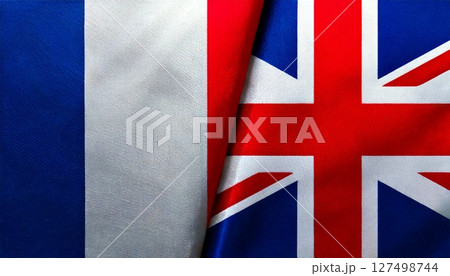 イギリスとフランスの国旗。 127498744