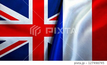 イギリスとフランスの国旗。 127498745