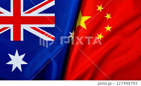中国とオーストラリアの国旗。 127498793