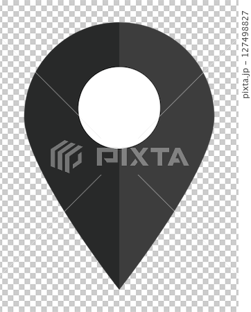 イラスト素材：マップのピン　ベクター　黒　black pin point. pin location 127498827