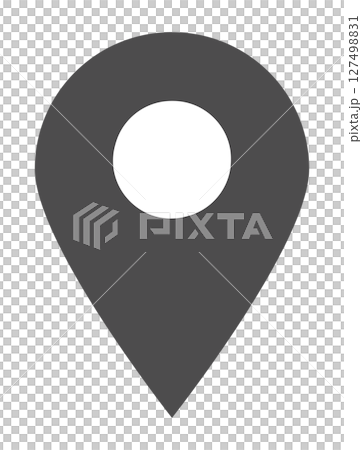 イラスト素材：マップのピン　ベクター　黒　black pin point. pin location 127498831