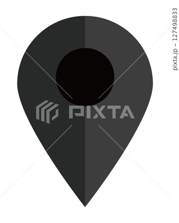 イラスト素材：マップのピン　ベクター　黒　black pin point. pin location 127498833