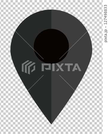 イラスト素材：マップのピン　ベクター　黒　black pin point. pin location 127498833