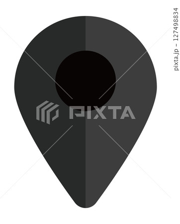 イラスト素材：マップのピン　ベクター　黒　black pin point. pin location 127498834