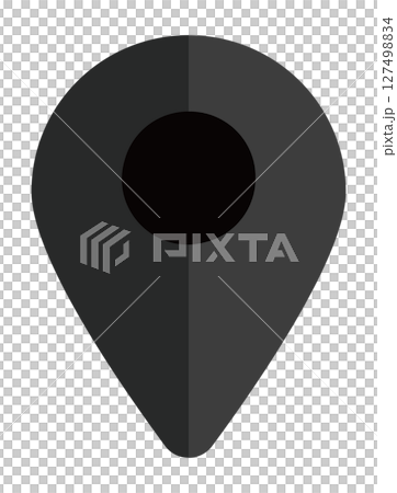 イラスト素材：マップのピン　ベクター　黒　black pin point. pin location 127498834