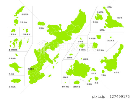 沖縄県の行政区分付き地図 127499176
