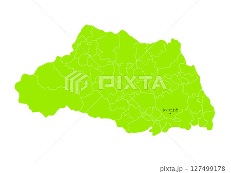 埼玉県の行政区分付き地図 埼玉県の行政区分付き地図 127499178
