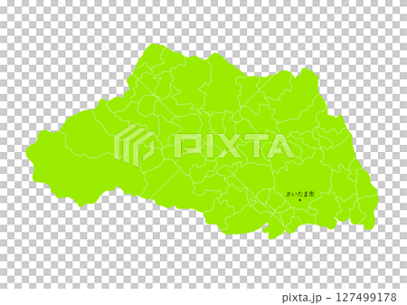 埼玉県の行政区分付き地図 埼玉県の行政区分付き地図 127499178