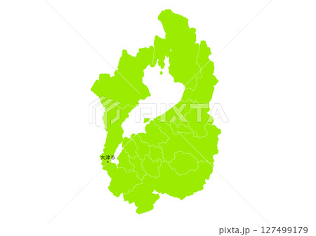 滋賀県の行政区分付き地図 滋賀県の行政区分付き地図 127499179