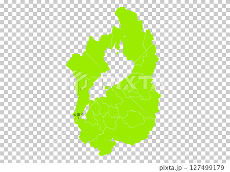 滋賀県の行政区分付き地図 滋賀県の行政区分付き地図 127499179