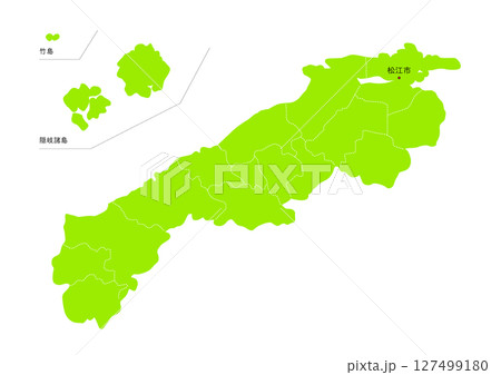 島根県の行政区分付き地図 127499180