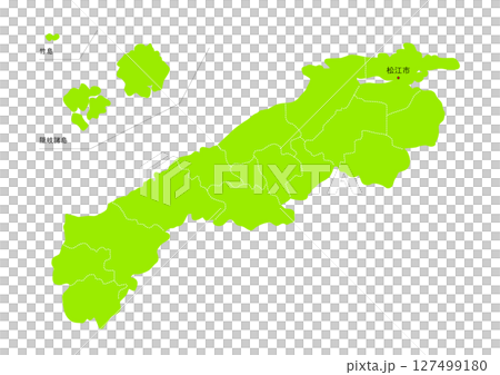 島根県の行政区分付き地図 127499180