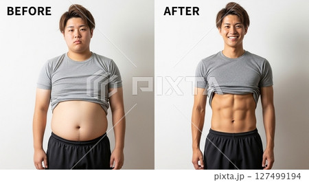 「20代男性の本気ダイエット｜脂肪からシックスパックへ」 127499194