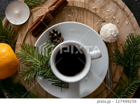 New Year Aims 2025. To Do List. Empty Notebook at the Desk with Holiday Decoration. Top view. Creating Plan, Resolution. New Life, Start Up, Beginning Concept. Business ideas. Goals, action, checklist 127499256