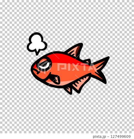 かわいい怒るレッドファイヤーテトラのイラスト かわいい怒るレッドファイヤーテトラのイラスト 127499609
