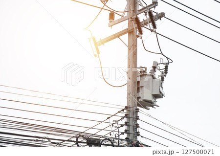 Large power transformers mounted on poles Large power transformers mounted on poles 127500071