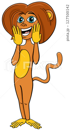 happy surprised cartoon female monkey animal character happy surprised cartoon female monkey animal character 127500142