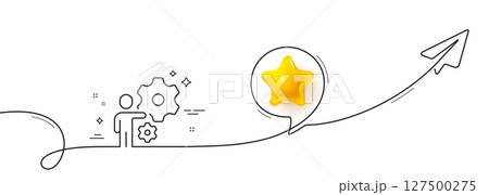 Job line icon. Continuous line with share plane. Business employment sign. Man at work symbol. 3d star in speech bubble. Job single line ribbon. Loop curve pattern. Vector 127500275