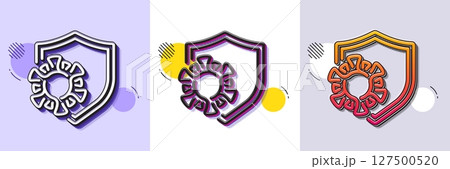 Coronavirus protection line icon. Halftone dotted pattern. Gradient icon with grain shadow. Covid virus sign. Infection protect symbol. Line coronavirus icon. Various designs. Vector Coronavirus protection line icon. Halftone dotted pattern. Gradient icon with grain shadow. Covid virus sign. Infection protect symbol. Line coronavirus icon. Various designs. Vector 127500520