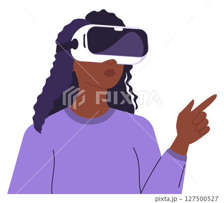 Dark Skinned Woman Exploring Virtual Reality 127500527