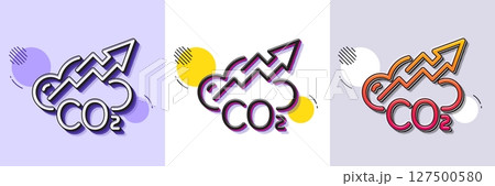 Co2 gas line icon. Halftone dotted pattern. Gradient icon with grain shadow. Carbon dioxide emissions sign. Exhaust increase symbol. Line co2 icon. Various designs. Vector 127500580