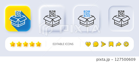 Qr code line icon. Neumorphic, Flat shadow, 3d buttons. Scan barcode sign. Check delivery symbol. Line qr code icon. Social media icons. Vector Qr code line icon. Neumorphic, Flat shadow, 3d buttons. Scan barcode sign. Check delivery symbol. Line qr code icon. Social media icons. Vector 127500609