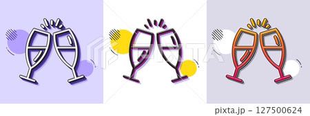 Champagne glasses line icon. Halftone dotted pattern. Gradient icon with grain shadow. Romantic celebration sign. Love chin-chin symbol. Line champagne glasses icon. Various designs. Vector Champagne glasses line icon. Halftone dotted pattern. Gradient icon with grain shadow. Romantic celebration sign. Love chin-chin symbol. Line champagne glasses icon. Various designs. Vector 127500624