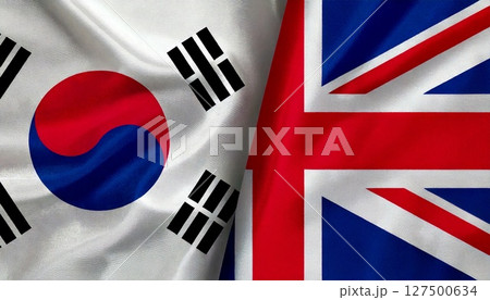 韓国とイギリスの国旗。 127500634