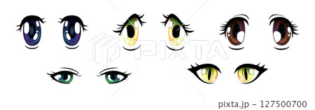 Cartoon Eyes and Comic Glance Pair Vector Set 127500700