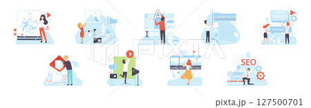 Man and Woman at Web and App Design and Development Vector Set Man and Woman at Web and App Design and Development Vector Set 127500701