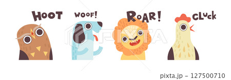 Cute Animals Making Noisy Sounds and Uttering Vector Set Cute Animals Making Noisy Sounds and Uttering Vector Set 127500710